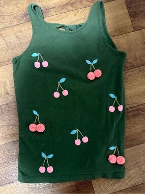 Carter's Dark Green Tank Top with Pink Cherry Accents